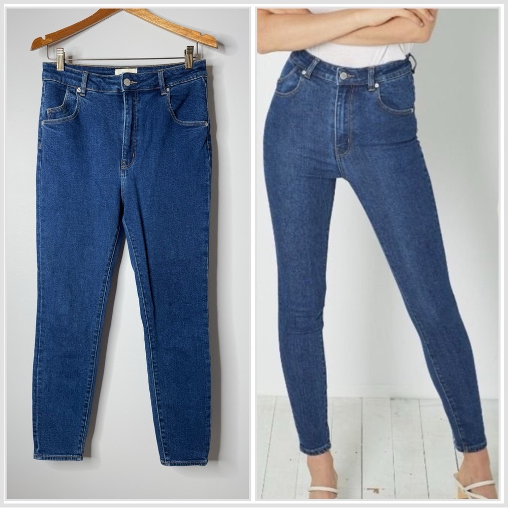 Rolla’s Eastcoast High Rise Ankle Skinny Jean Dark Wash in Highway Blue